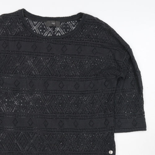 Next Women Black Size 10 Crochet Geometric 3/4 Sleeve Tunic Blouse