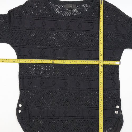 Next Women Black Size 10 Crochet Geometric 3/4 Sleeve Tunic Blouse