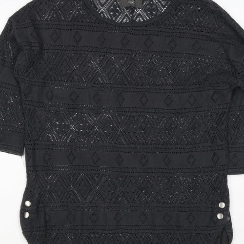 Next Women Black Size 10 Crochet Geometric 3/4 Sleeve Tunic Blouse