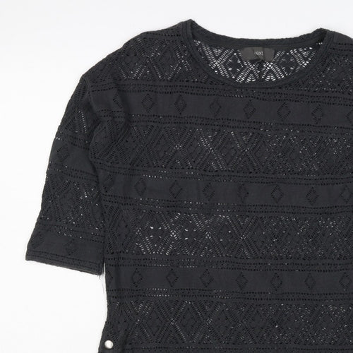 Next Women Black Size 10 Crochet Geometric 3/4 Sleeve Tunic Blouse