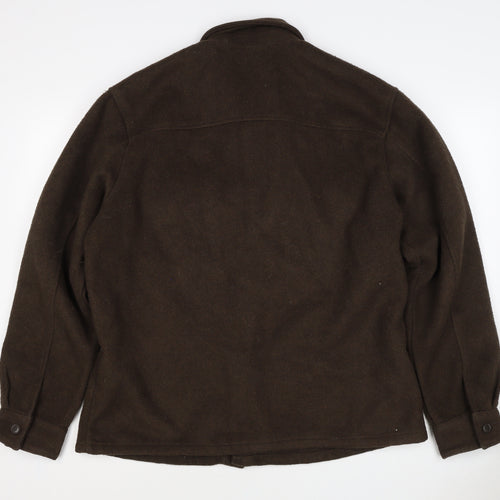 Pull&Bear Women Brown UK 12 Basic Button-Up Wool Blend Jacket