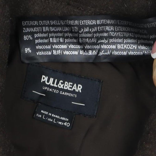 Pull&Bear Women Brown UK 12 Basic Button-Up Wool Blend Jacket
