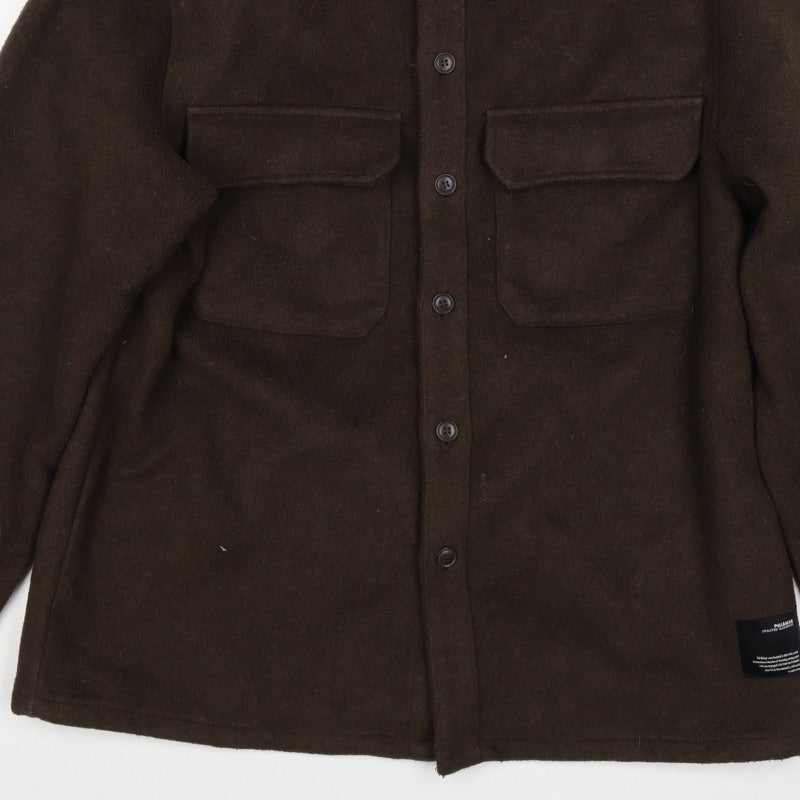Pull&Bear Women Brown UK 12 Basic Button-Up Wool Blend Jacket