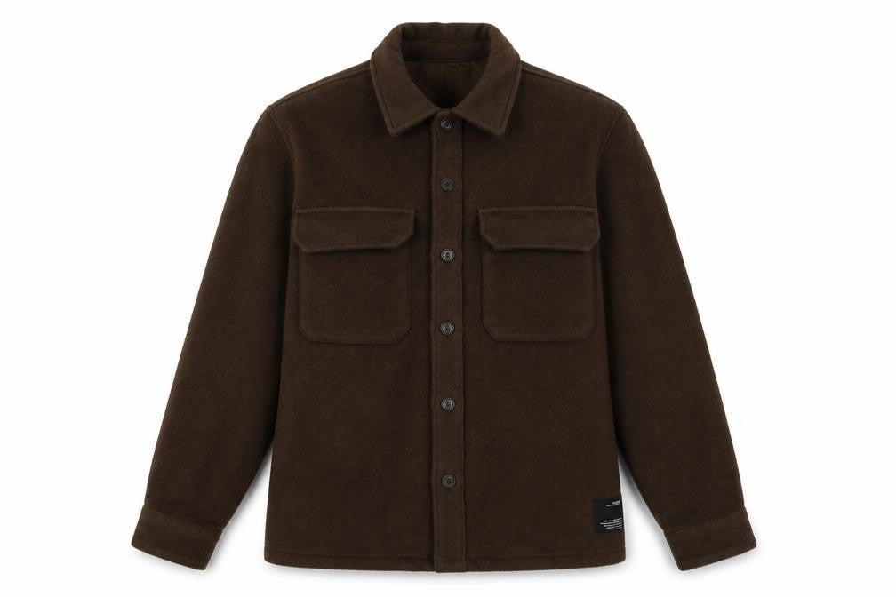 Pull&Bear Women Brown UK 12 Basic Button-Up Wool Blend Jacket