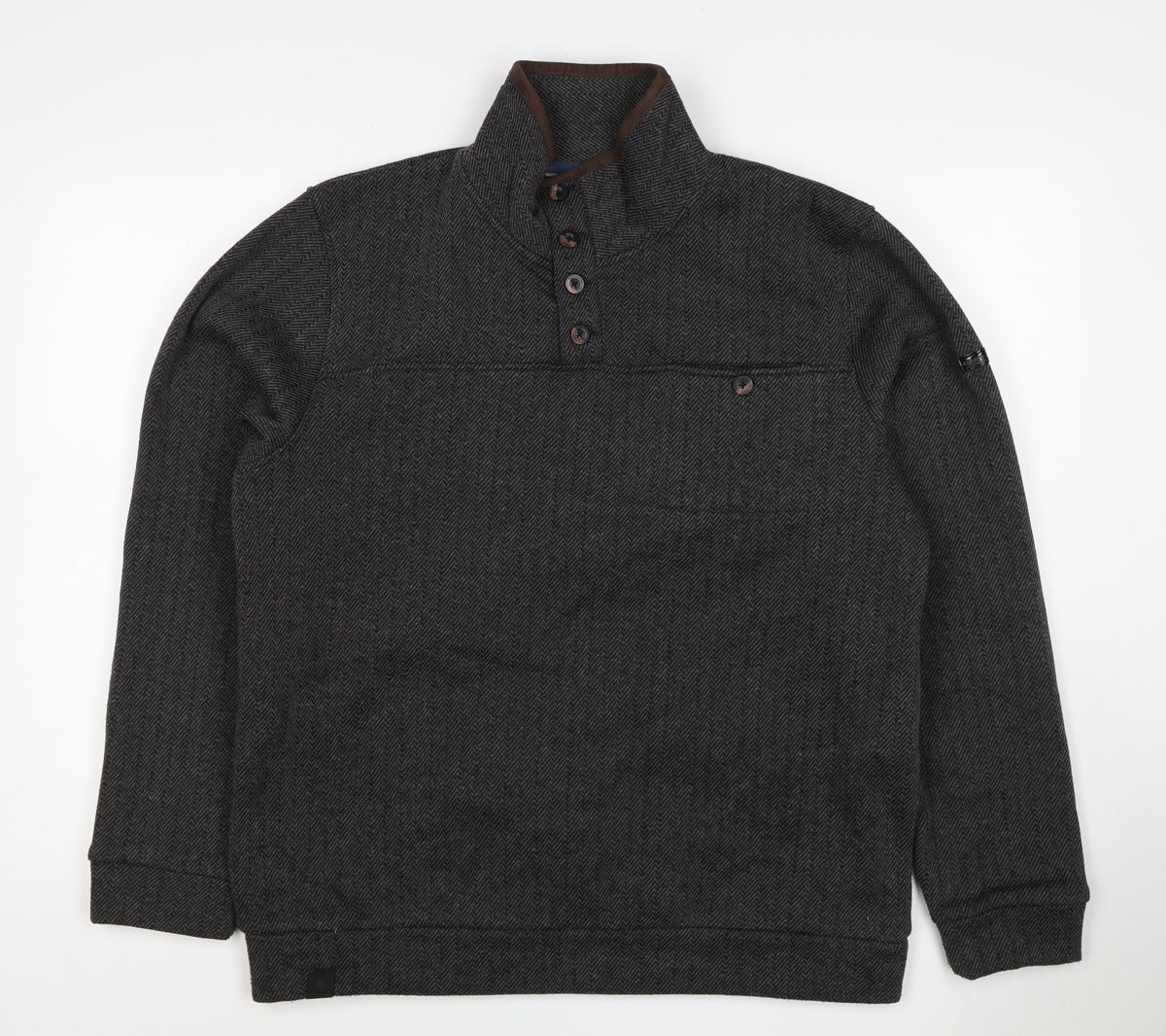 Regatta Men’s Grey M Herringbone Henley Fleece Sweatshirt