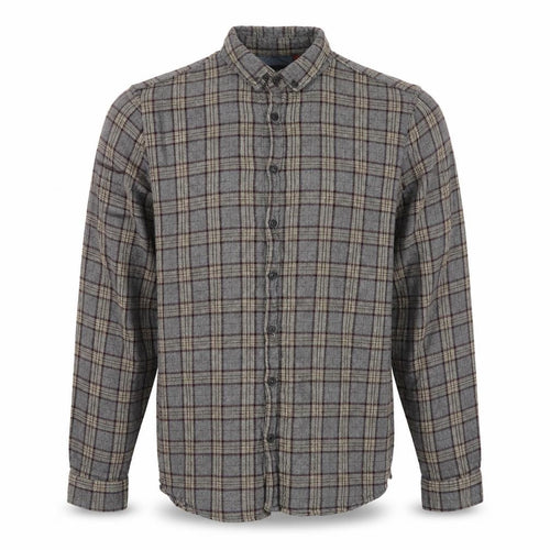 Blend Denim Men’s Grey Plaid Cotton Flannel Button-Down Shirt Size L