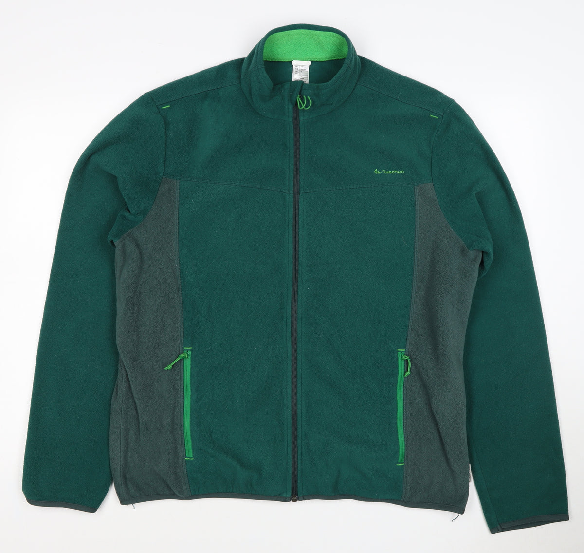 Quechua Men's Green XL Full Zip Fleece Hiking Jacket