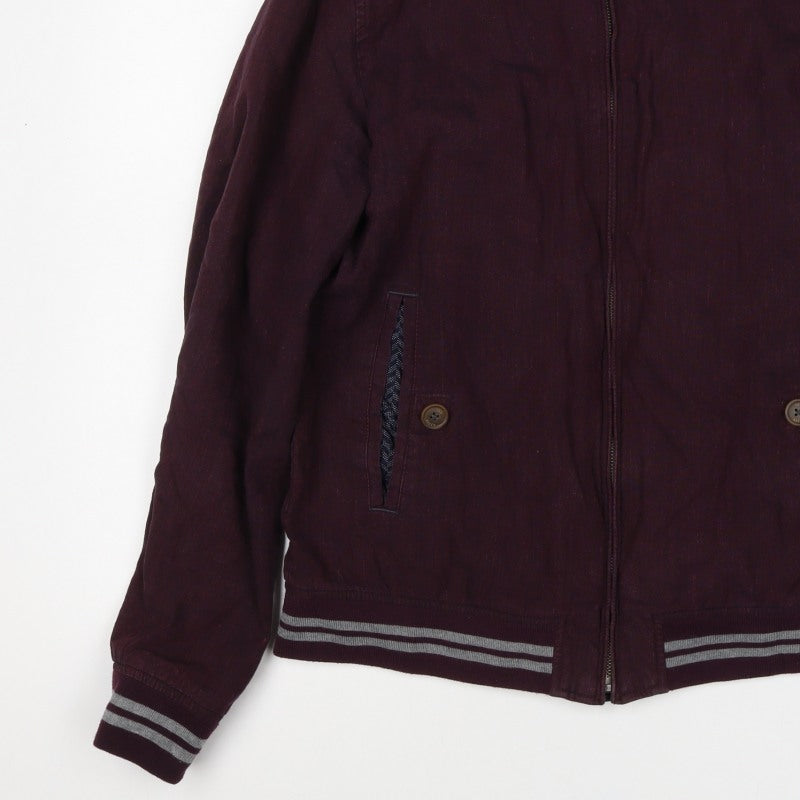 Ted Baker Men’s Red Linen Cotton Bomber Jacket XL Full Zip