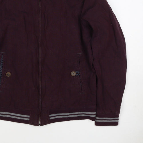Ted Baker Men’s Red Linen Cotton Bomber Jacket XL Full Zip