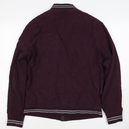 Ted Baker Men’s Red Linen Cotton Bomber Jacket XL Full Zip