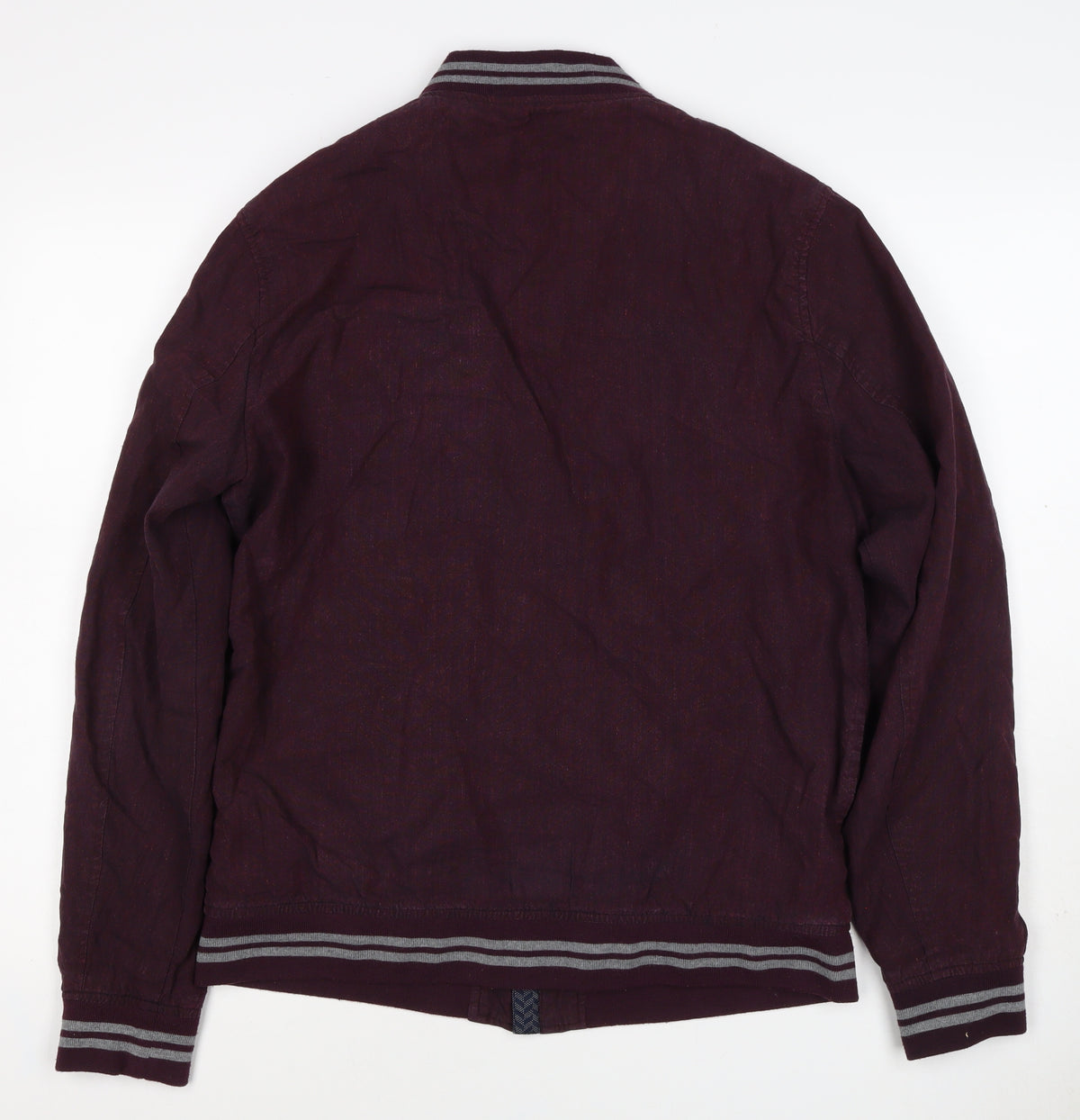 Ted Baker Men’s Red Linen Cotton Bomber Jacket XL Full Zip