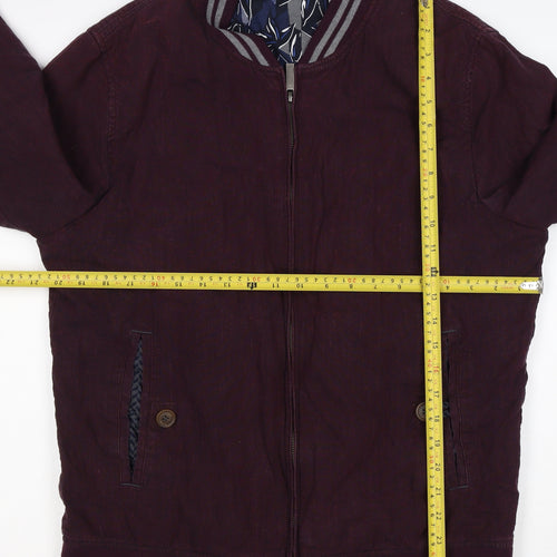 Ted Baker Men’s Red Linen Cotton Bomber Jacket XL Full Zip