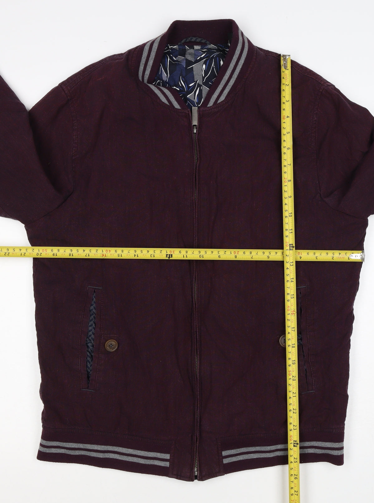 Ted Baker Men’s Red Linen Cotton Bomber Jacket XL Full Zip