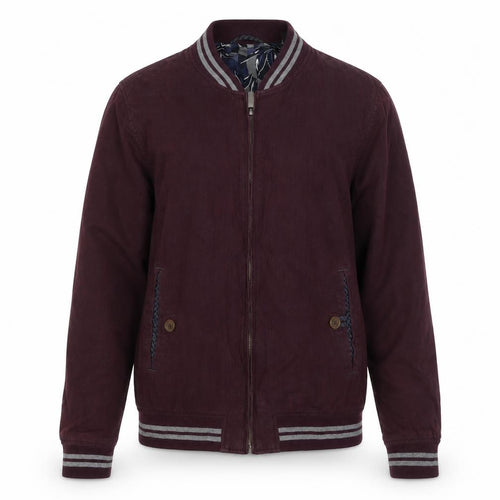 Ted Baker Men’s Red Linen Cotton Bomber Jacket XL Full Zip