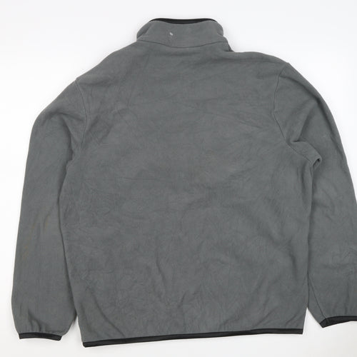 Puma Men's Grey M Full Zip Fleece Jacket Stand-Up Collar Sports Logo