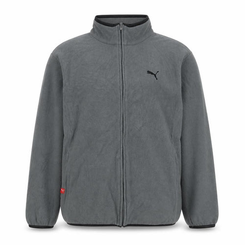 Puma Men's Grey M Full Zip Fleece Jacket Stand-Up Collar Sports Logo
