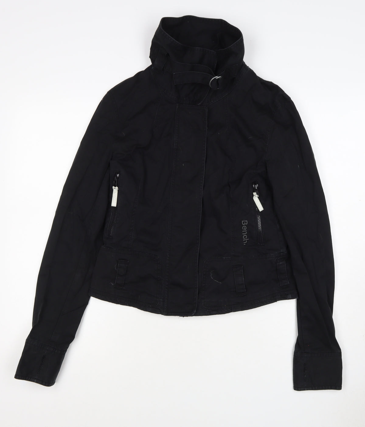 Bench Women’s Black Size S Military Cotton Blend Zip Jacket Pockets