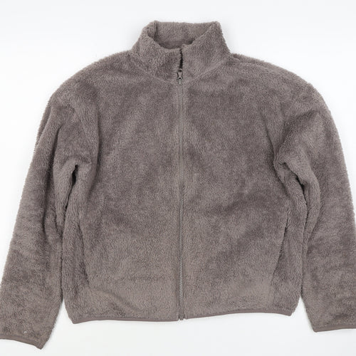 UNIQLO Women Grey S Full Zip Teddy Fleece Basic Jacket