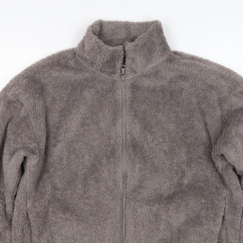 UNIQLO Women Grey S Full Zip Teddy Fleece Basic Jacket