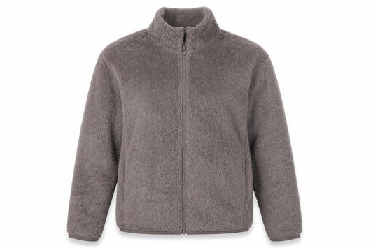 UNIQLO Women Grey S Full Zip Teddy Fleece Basic Jacket
