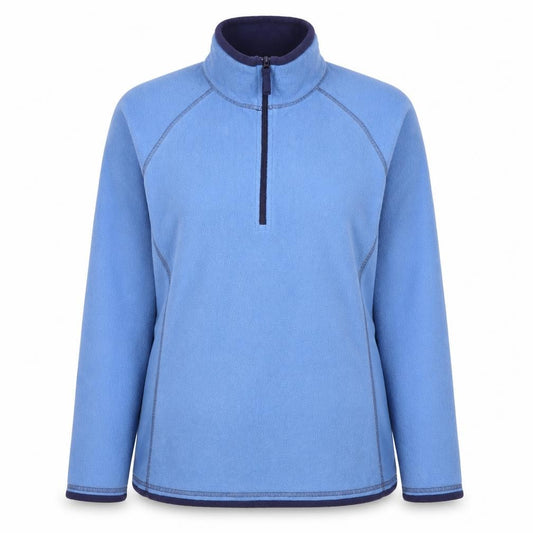 Front view of Mountain Warehouse Women Blue UK 12 Fleece 1/4 Zip Pullover Sweatshirt