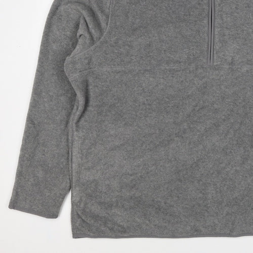 Marks & Spencer Men Grey 3XL Fleece 1/4 Zip Pullover Sweatshirt