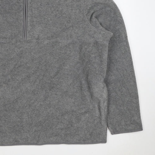 Marks & Spencer Men Grey 3XL Fleece 1/4 Zip Pullover Sweatshirt