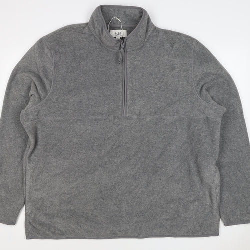 Marks & Spencer Men Grey 3XL Fleece 1/4 Zip Pullover Sweatshirt