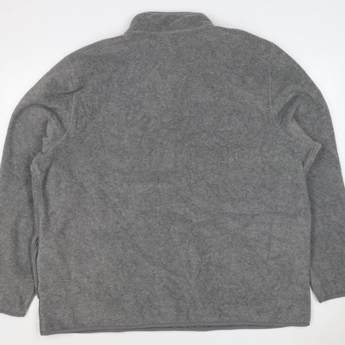 Marks & Spencer Men Grey 3XL Fleece 1/4 Zip Pullover Sweatshirt