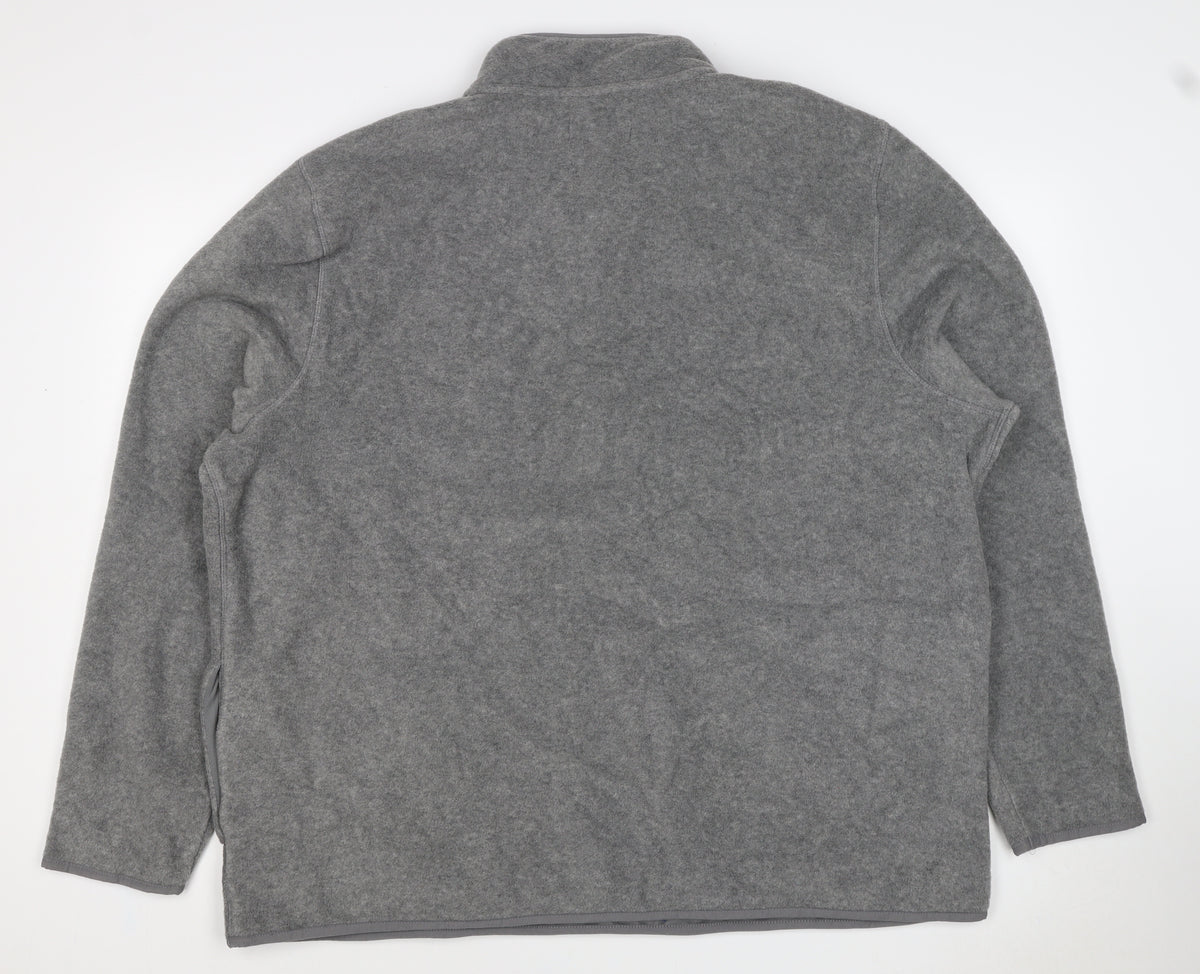 Marks & Spencer Men Grey 3XL Fleece 1/4 Zip Pullover Sweatshirt