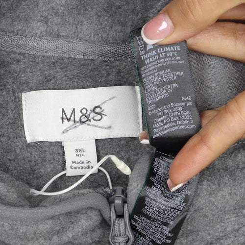 Marks & Spencer Men Grey 3XL Fleece 1/4 Zip Pullover Sweatshirt