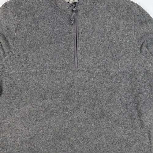 Marks & Spencer Men Grey 3XL Fleece 1/4 Zip Pullover Sweatshirt