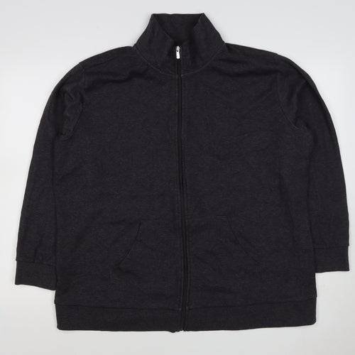 Bench Womens Black M Full Zip High Neck Logo Sweatshirt