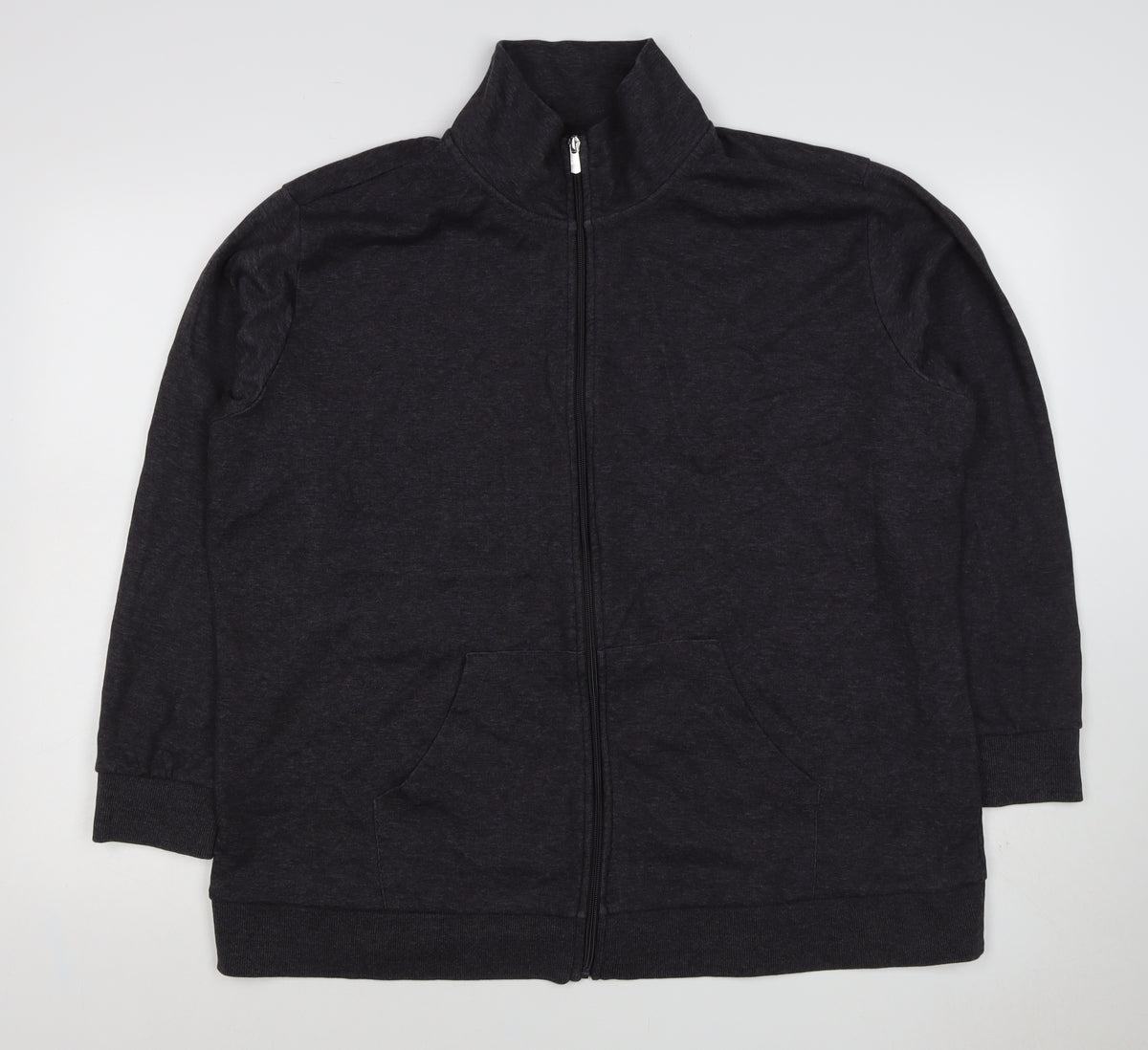 Bench Womens Black M Full Zip High Neck Logo Sweatshirt