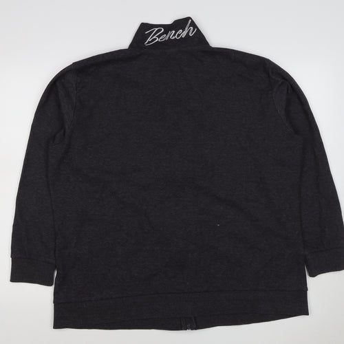 Bench Womens Black M Full Zip High Neck Logo Sweatshirt