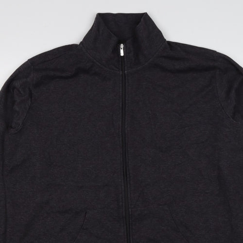 Bench Womens Black M Full Zip High Neck Logo Sweatshirt