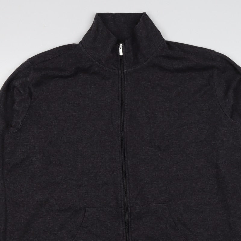 Bench Womens Black M Full Zip High Neck Logo Sweatshirt