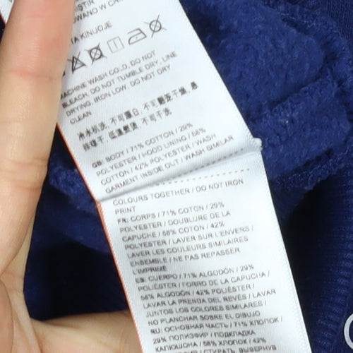 Superdry Men's Blue XL Full Zip Hooded Logo Fleece Hoodie