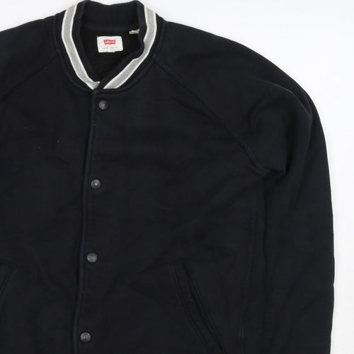 Levi's Men’s Black L Varsity Jacket Cotton Blend Button Pockets