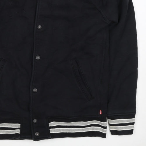 Levi's Men’s Black L Varsity Jacket Cotton Blend Button Pockets