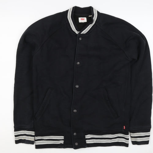 Levi's Men’s Black L Varsity Jacket Cotton Blend Button Pockets