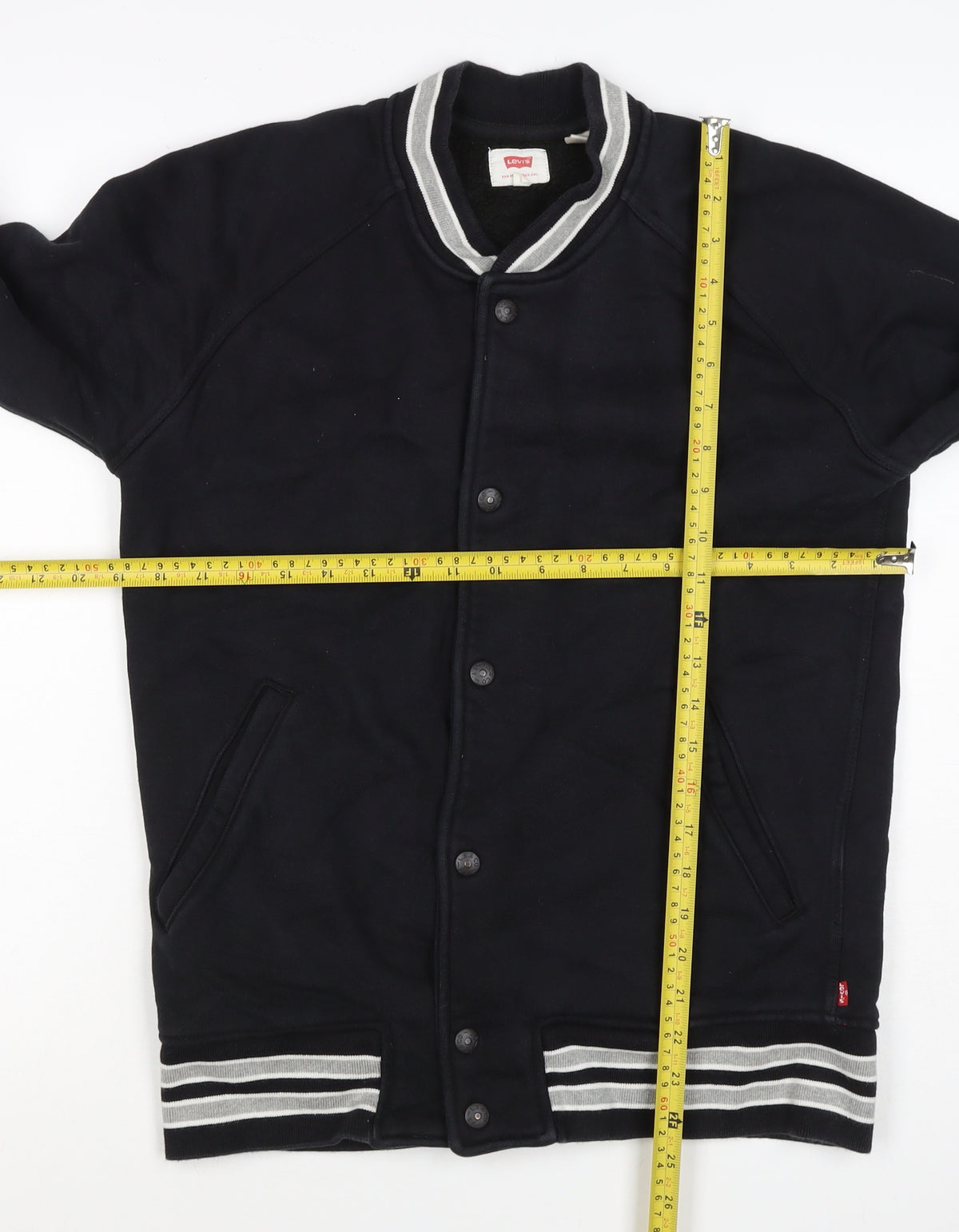 Levi's Men’s Black L Varsity Jacket Cotton Blend Button Pockets