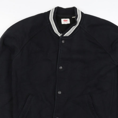 Levi's Men’s Black L Varsity Jacket Cotton Blend Button Pockets