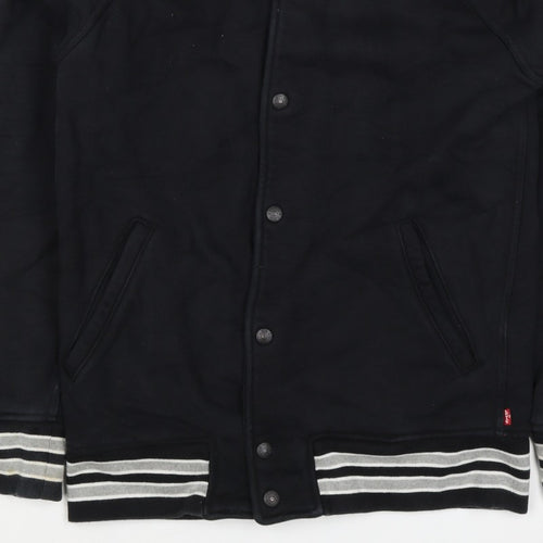 Levi's Men’s Black L Varsity Jacket Cotton Blend Button Pockets