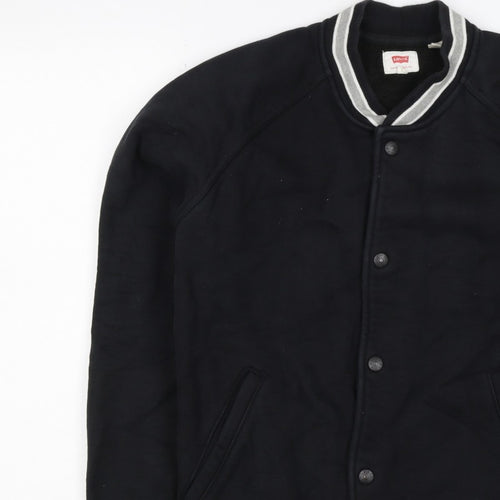Levi's Men’s Black L Varsity Jacket Cotton Blend Button Pockets