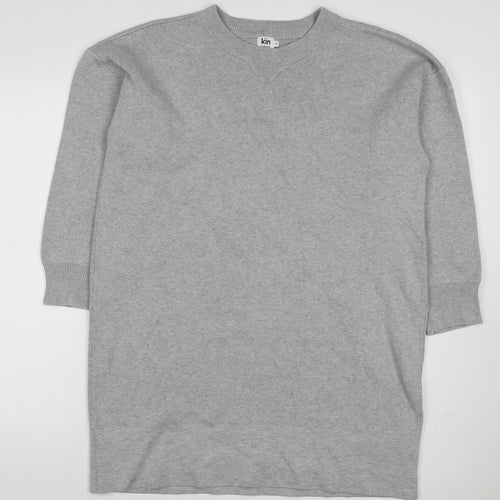 Kin by John Lewis Women Grey Size 10 Crew Neck Knit Tunic Jumper
