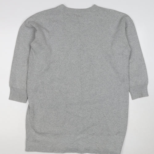 Kin by John Lewis Women Grey Size 10 Crew Neck Knit Tunic Jumper