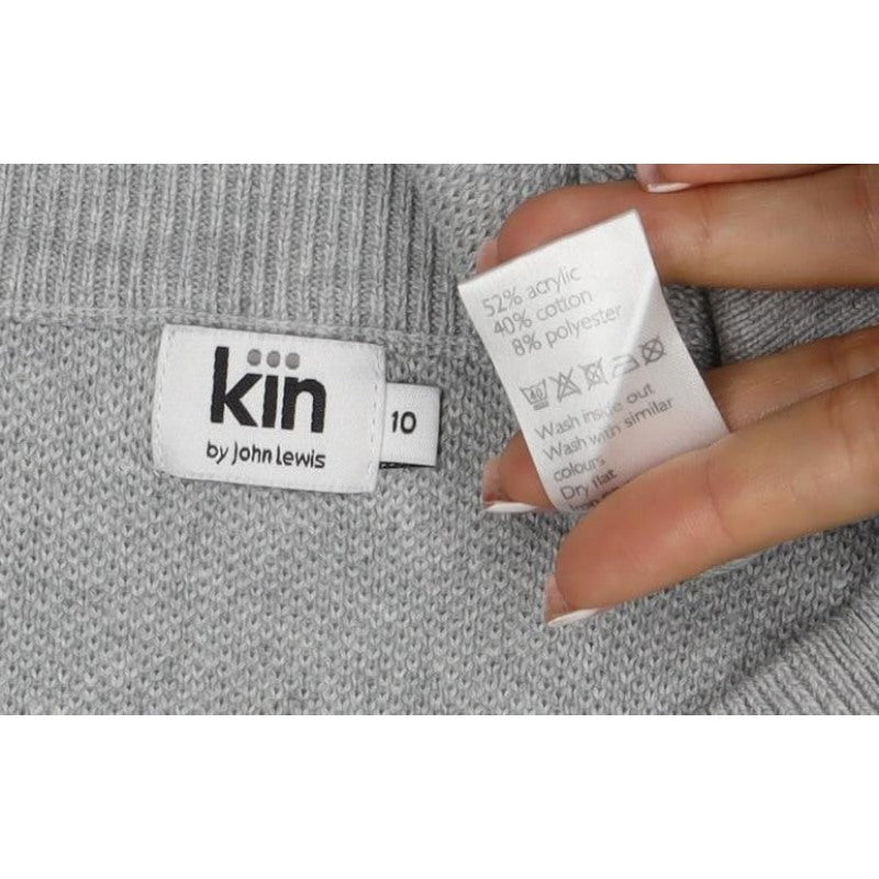 Kin by John Lewis Women Grey Size 10 Crew Neck Knit Tunic Jumper