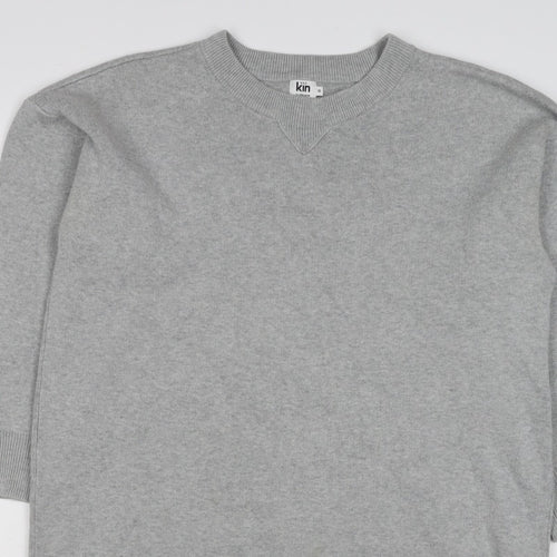 Kin by John Lewis Women Grey Size 10 Crew Neck Knit Tunic Jumper