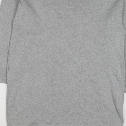 Kin by John Lewis Women Grey Size 10 Crew Neck Knit Tunic Jumper
